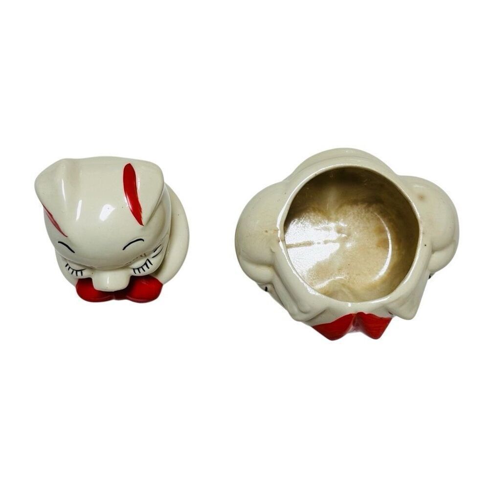 Shawnee American Bisque Vintage Polka Dot Smiling Pig Sugar Jar Ceramic - Picture 7 of 10